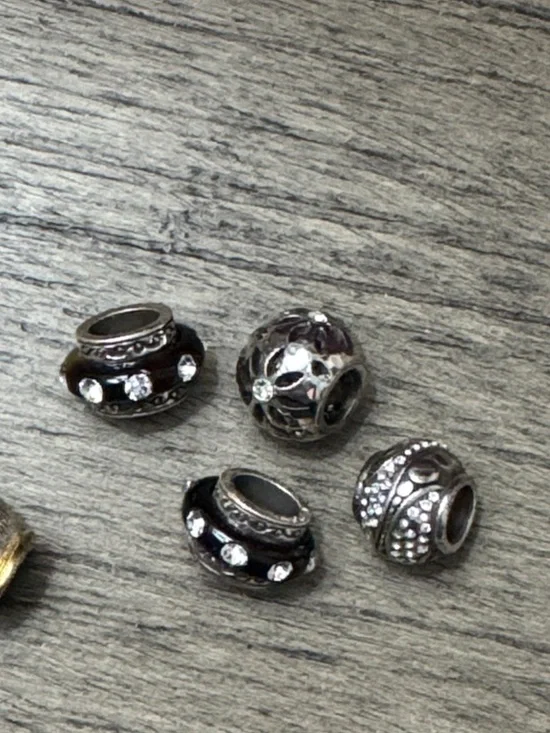 Brighton Silver and Gold Decorative Bead Charms with Crystal Accents - Picture 4 of 5